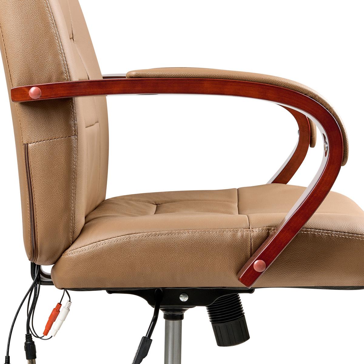 MASSAGESTUHL Hellbraun Diamond - Hellbraun/Schwarz, Leder (66/118/66cm) - Beliani