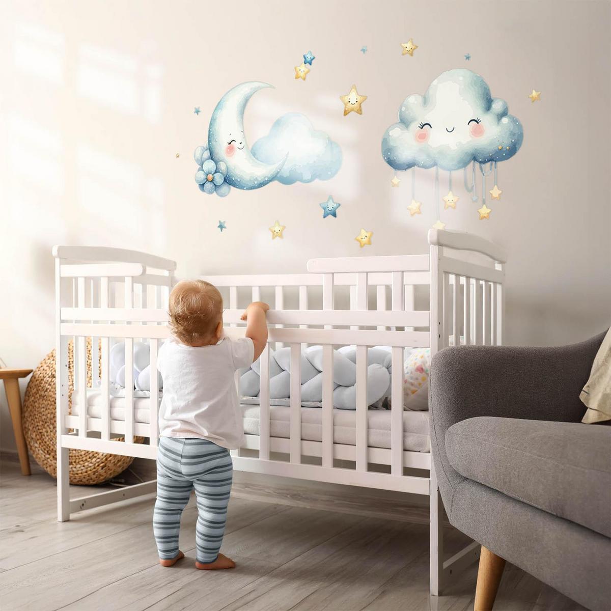 WANDAUFKLEBER 80x81cm - Fröhlicher Himmel mit Wolken - Multicolor, Kunststoff (80/81/0.1cm) - Wallfluent