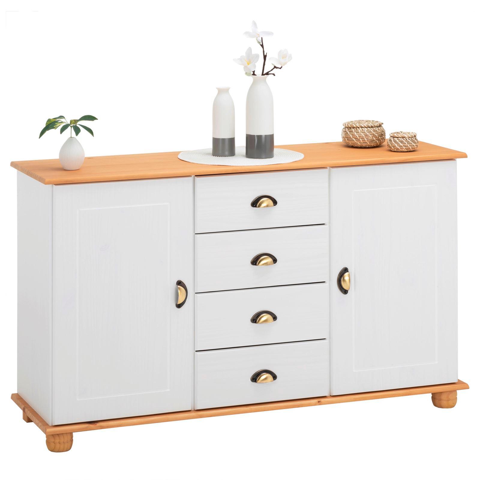 APOTHEKERKOMMODE COLMAR weiß/braun - Weiß/Braun, Holz (133/79/39cm) - IDIMEX
