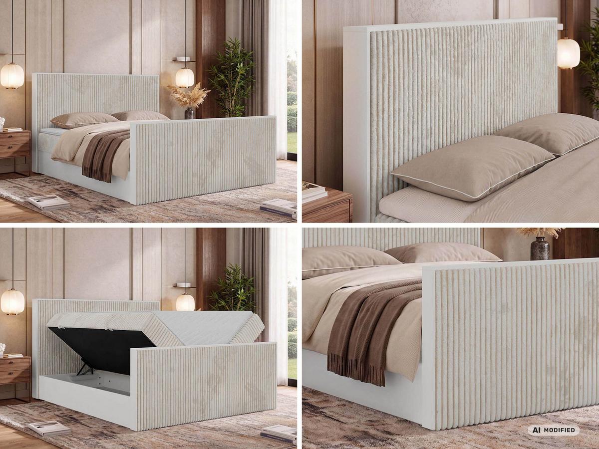 BOXBETT TRAVIT DUO 200/200 - Beige Cord - Topper Visco - H3 - Beige/Schwarz, Kunststoff/Textil (200/200cm) - MKS