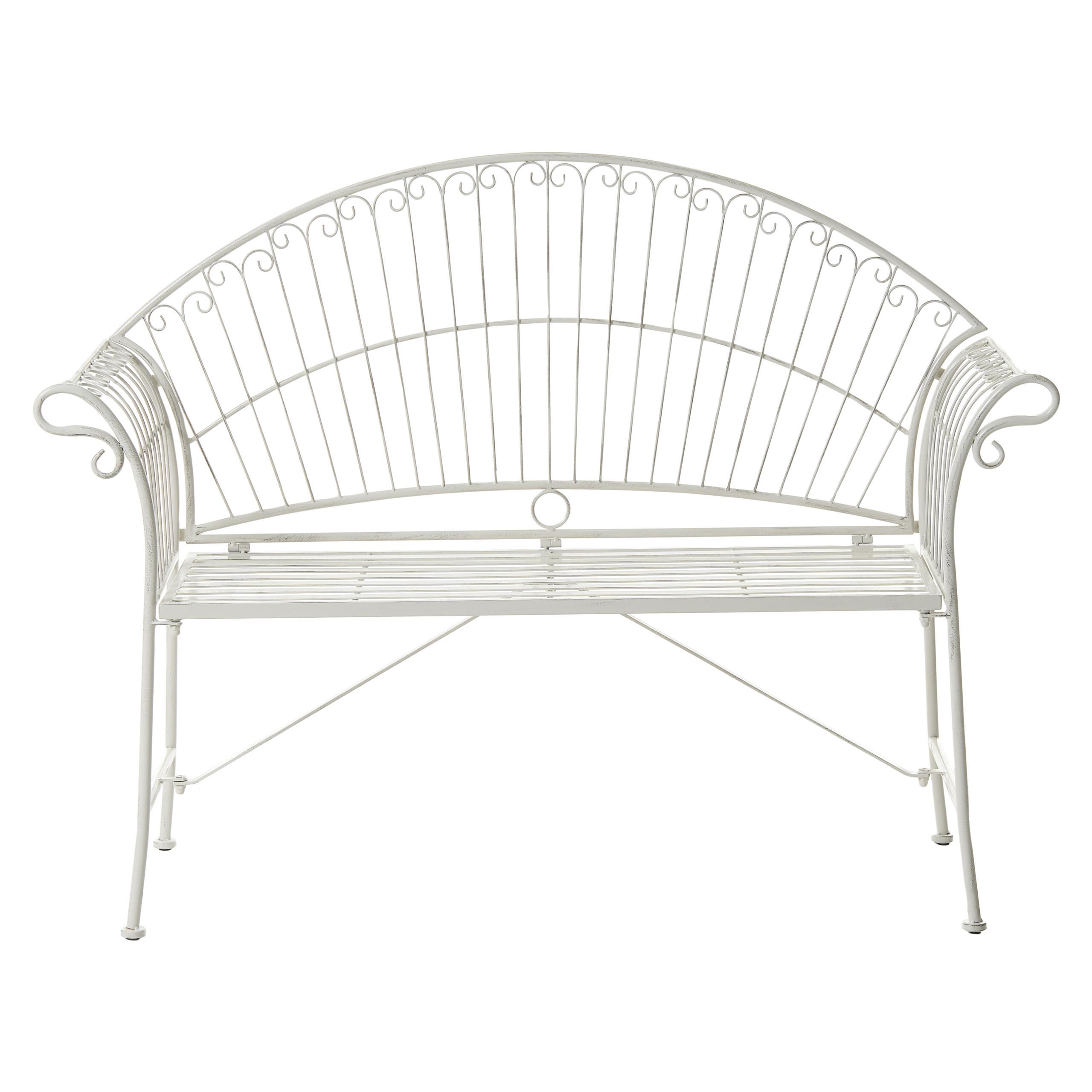 GARTENBANK 130 cm Metall Cremeweiß Gualea - Creme/Weiß, Metall (130/97/61cm) - Beliani