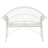 GARTENBANK 130 cm Metall Cremeweiß Gualea - Creme/Weiß, Metall (130/97/61cm) - Beliani