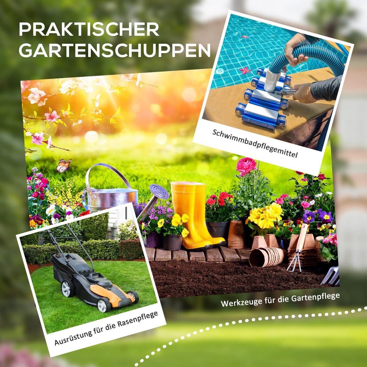 GERÄTEHAUS 1,54m³, Gartenhaus mit Pultdach, 122 x 149 x 192/177 cm Gartenschrank - Grau, Metall (149/192/122cm) - Outsunny