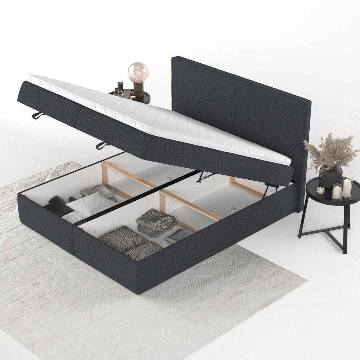BOXBETT Velma 140/200 cm Anthrazit im Riva Stoff - Anthrazit/Schwarz, Holz/Holzwerkstoff (140/200cm) - AltaBeds
