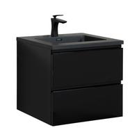 WASCHTISCHKOMBI Angela 2 Teile - Schwarz Matt Mit Schwarzem Waschbecken - 60 x 48 x 52 cm - Schwarz, Holz (60/52/48cm) - Badplaats