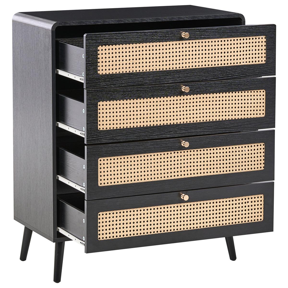 KOMMODE mit 4 Schubladen Schwarz Moura - Schwarz, Holzwerkstoff (80/98/40cm) - Beliani