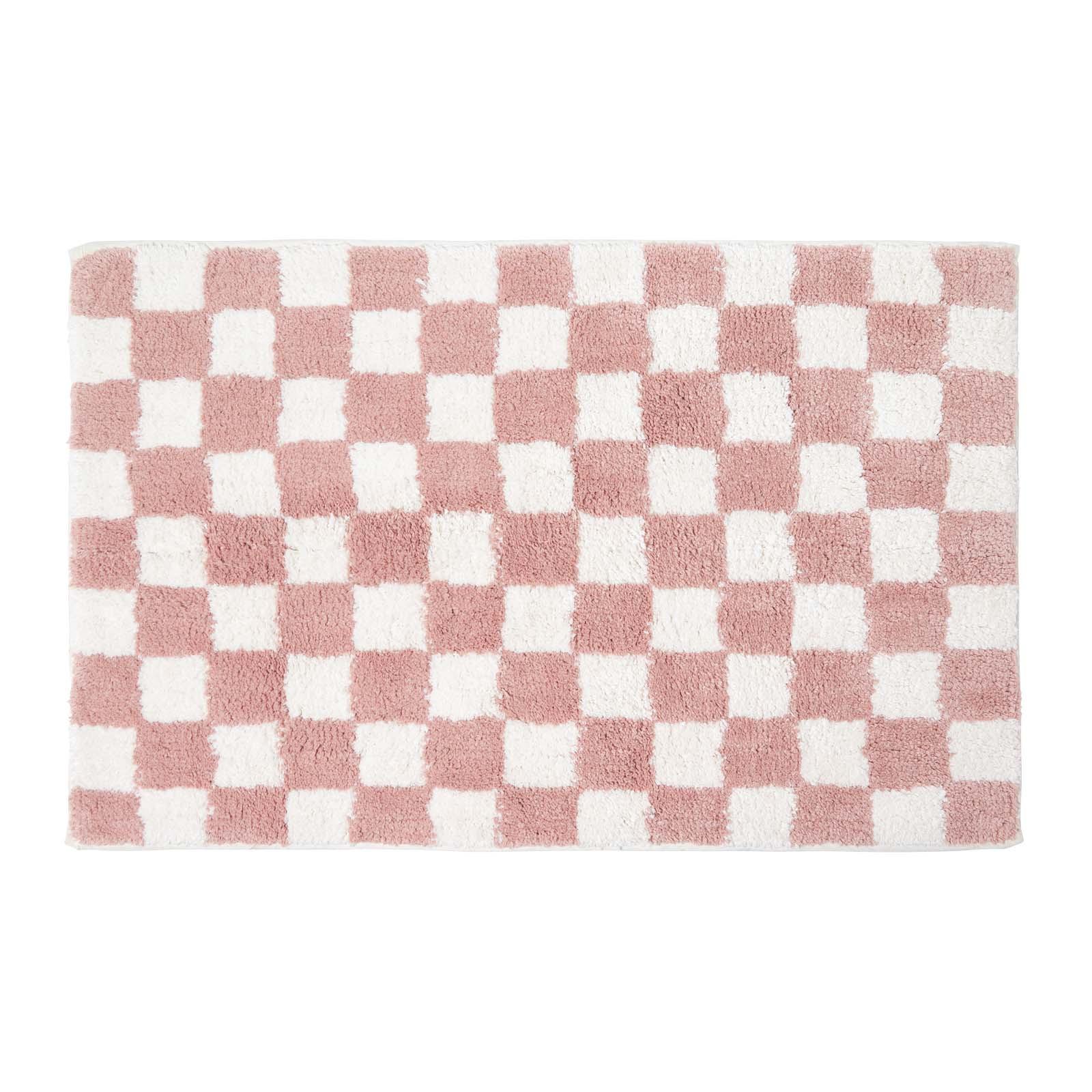 BADEMATTE 50/80 cm Karomuster, Baumwolle - Pink, Textil (50/80cm) - Homescapes