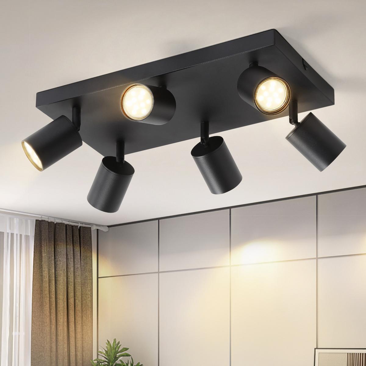 DECKENSTRAHLER Bergheim 6-flammig 40/20/14.4 cm - Schwarz, Metall (40/20/14.4cm) - Nettlife