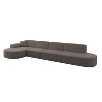 ECKSOFA Ottomane Links MARI-L3 - 413x171x79 cm Braun Bouclé - Schwarz/Braun, Holzwerkstoff/Kunststoff (413/171cm) - ALTDECOR