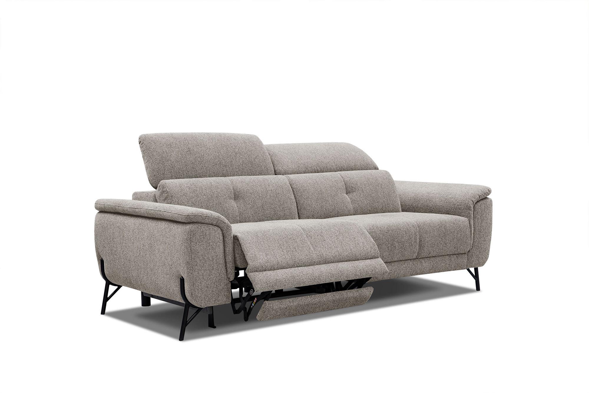SOFA AVENA 3-Sitzer mit 1 Relaxfunktion, taupe - Taupe, Holzwerkstoff/Textil (204/80/108cm) - Wozimo