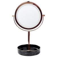 KOSMETIKSPIEGEL roségold/schwarz mit LED-Beleuchtung 20 cm Savoie - Roségold/Schwarz, Metall (20/34/15cm) - Beliani