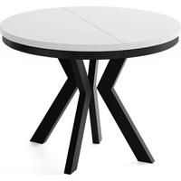 ESSTISCH Savio Neo rund ausziehbar verlängerbar, Weiß 80-130/80/77 cm - Schwarz/Weiß, Holz/Holzwerkstoff (80/130/77cm) - WFL GROUP