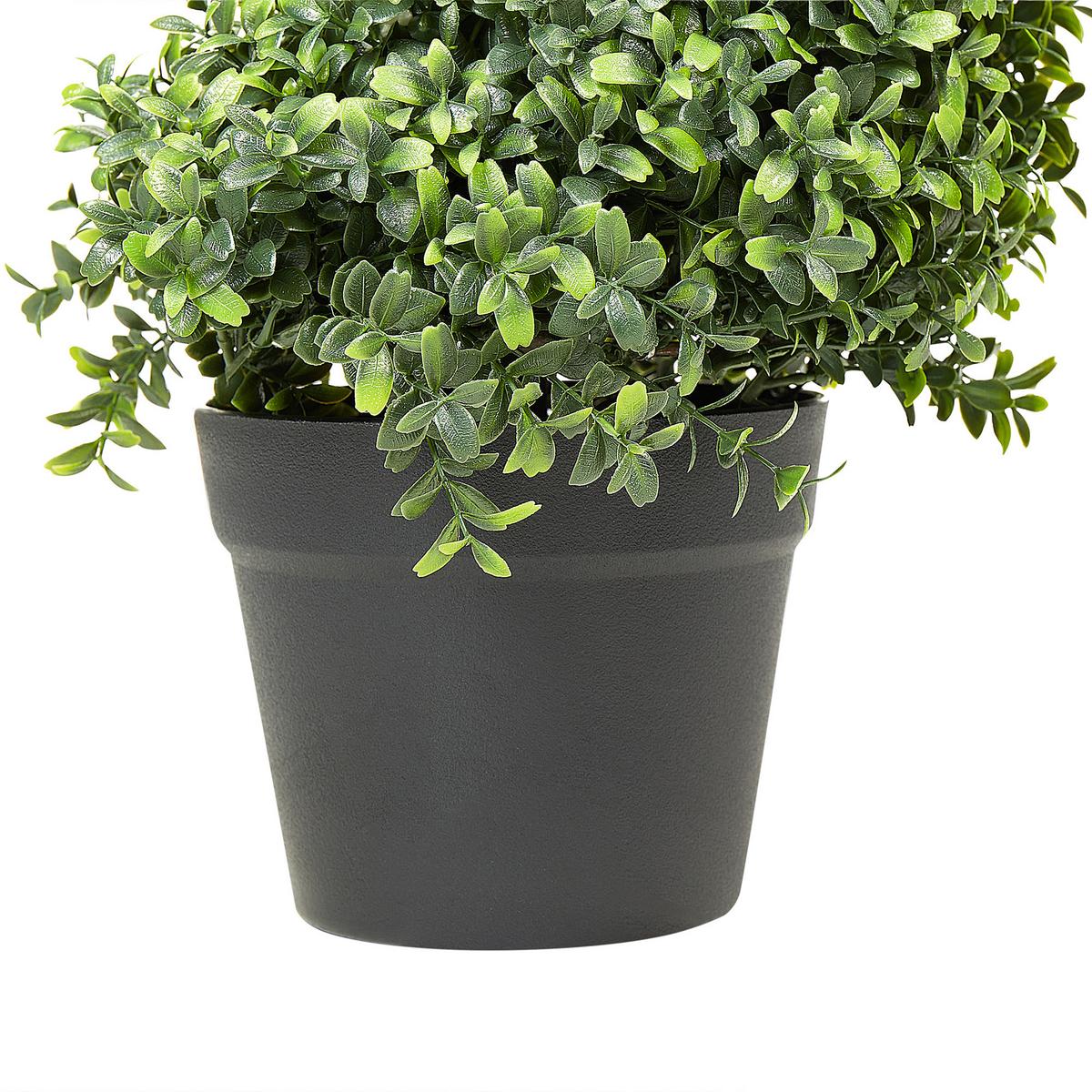 KUNSTPFLANZE im Blumentopf 98 cm Grün/Schwarz Buxus Spiral Tree - Schwarz/Grün, Kunststoff (98cm) - Beliani