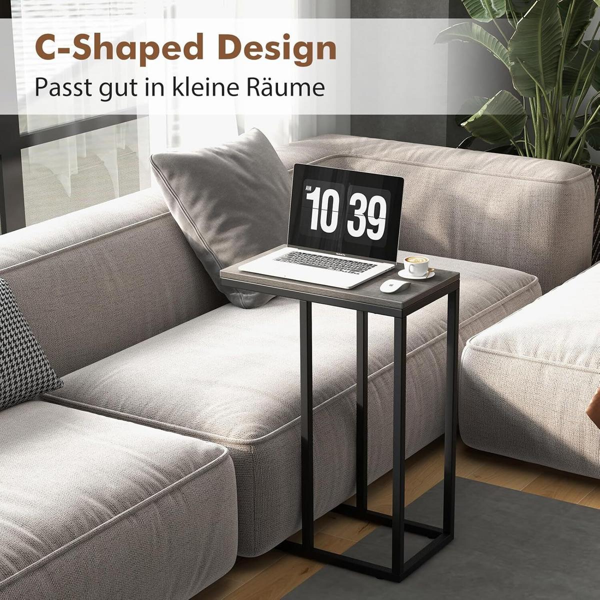 BEISTELLTISCH 64cm Graueiche - Grau, Holz (25/45/64cm) - COSTWAY