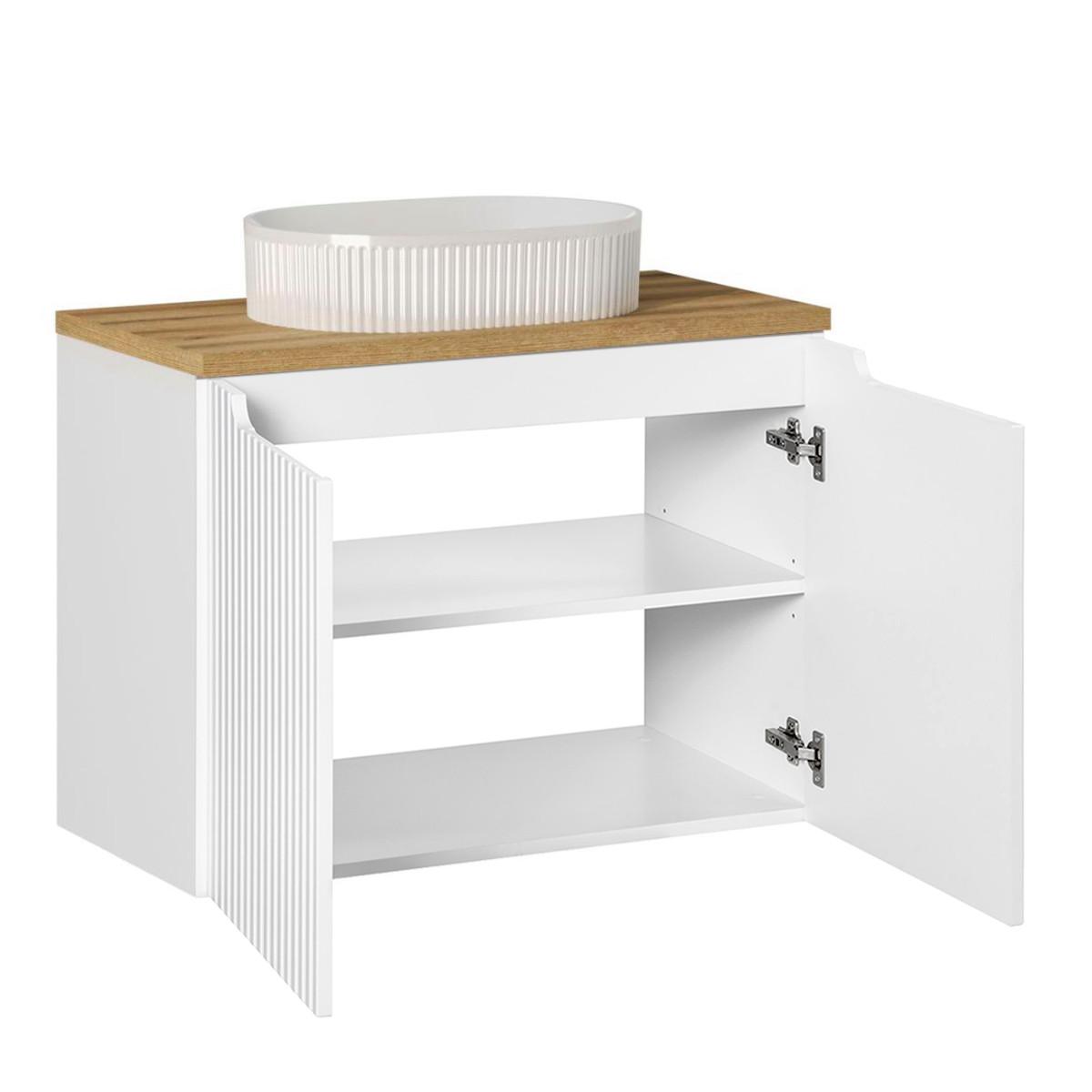 WASCHTISCH 80cm Riva Weiß und Holz - Weiß, Holzwerkstoff (80/57/40cm) - Petits-meubles