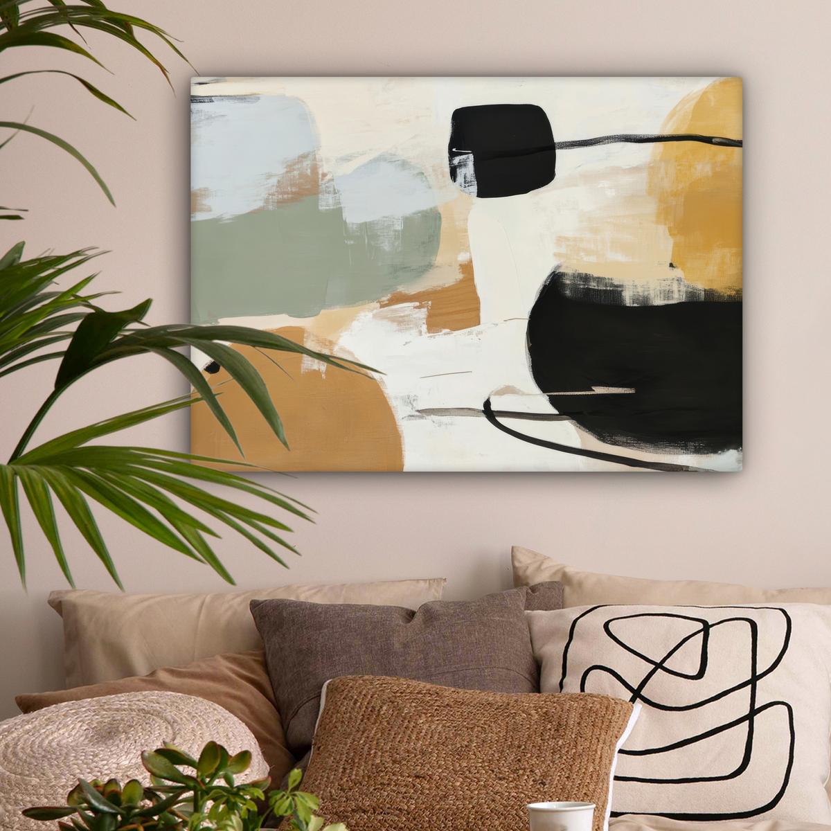 LEINWANDBILD Farbe - Abstrakt - Farben Wandbilder 80x60 cm - Currygelb, Textil (80/60cm) - MuchoWow