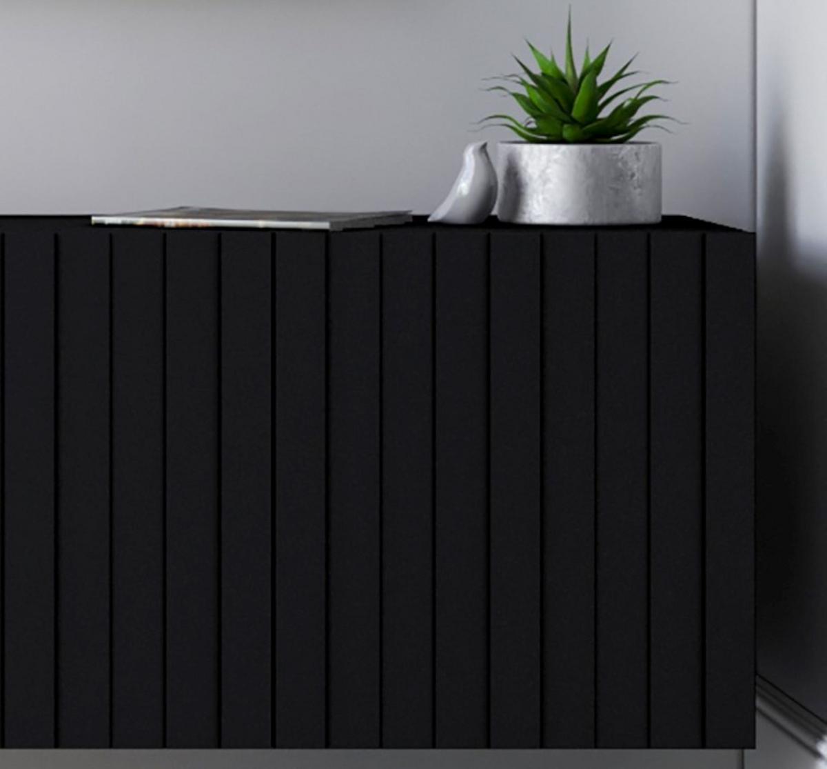 KOMMODE Elpis 4D Schwarz Matt mit metallrahmen Glamour 112 cm - Schwarz, Holzwerkstoff/Metall (112/126/36.5cm) - Meble Lindner