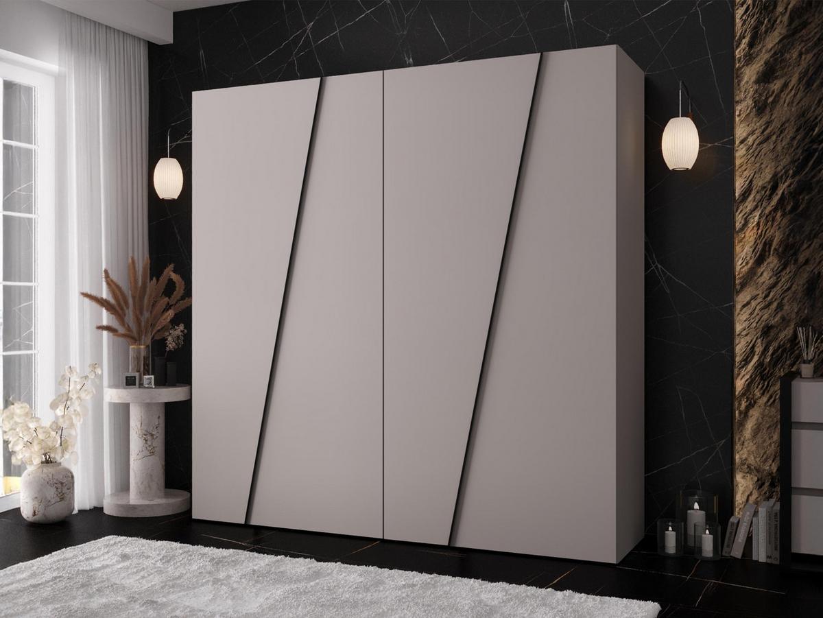 DREHTÜRENSCHRANK Zen 200 cm - Kaschmir/Schwarz, Holzwerkstoff/Kunststoff (200/202/50cm) - MIRJAN24