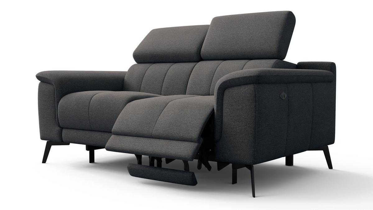 RELAXSOFA FIERO 2-Sitzer mit 2 Relaxfunktionen, dunkelgrau - Dunkelgrau/Schwarz, Holzwerkstoff/Textil (170/82/103cm) - Wozimo