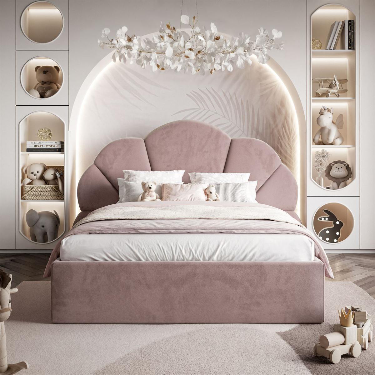 POLSTERBETT ARIEL mit Bettkasten 140x200 cm Element 18 - Rosa, Textil (140/200cm) - Lookway