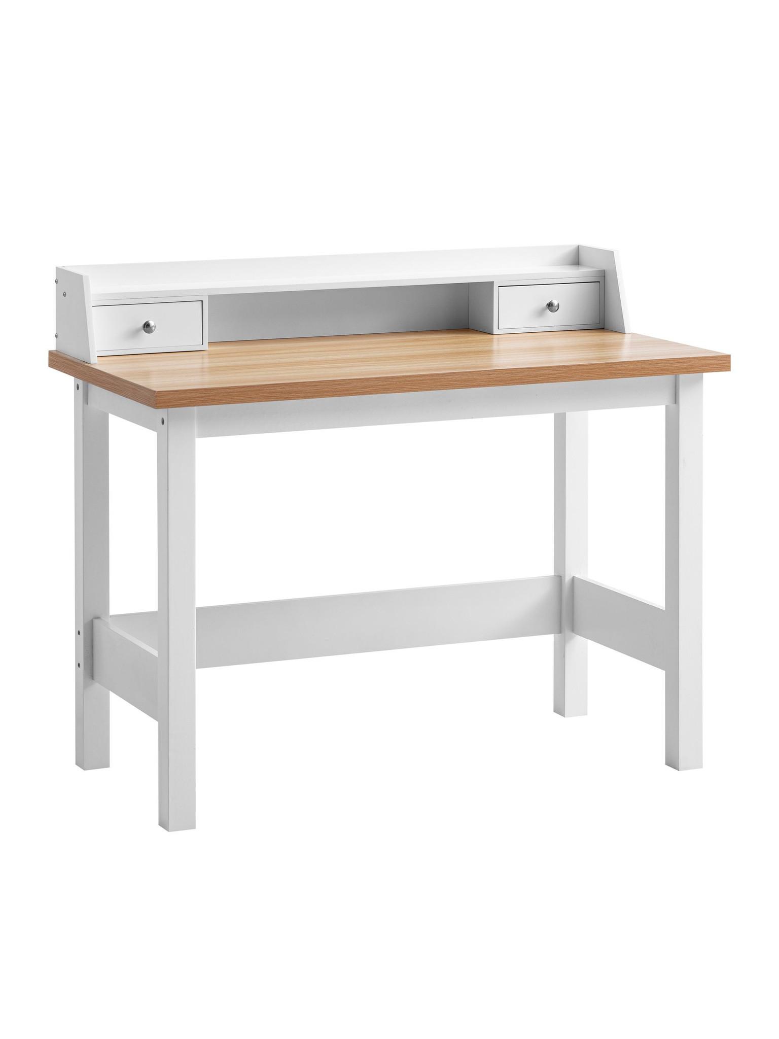 SCHREIBTISCH GENUA, MDF, Natur-Weiß, 106 x 53 x 90 cm - Weiß, Holzwerkstoff/Metall (53/106/90cm) - KADIMA DESIGN