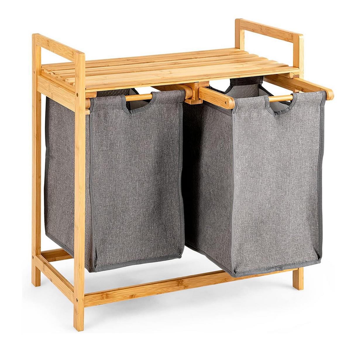 WASCHEKORB Holz - Apfelbaumfarben, Naturmaterialen (33/64/73cm) - COSTWAY