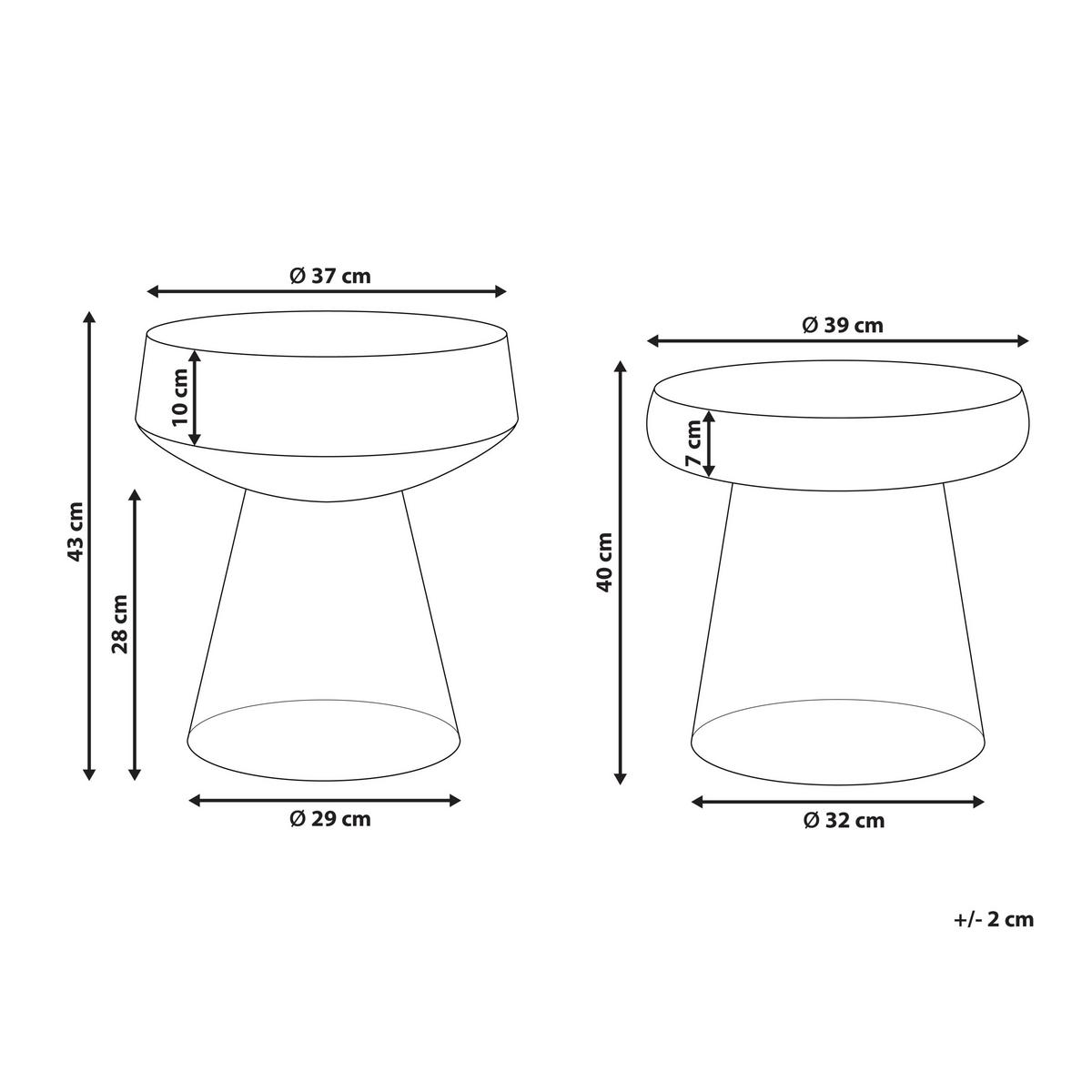 BEISTELLTISCH 2er-Set Rauchglas grau rund Laguna/Caldera - Grau, Glas (37/37/43cm) - Beliani