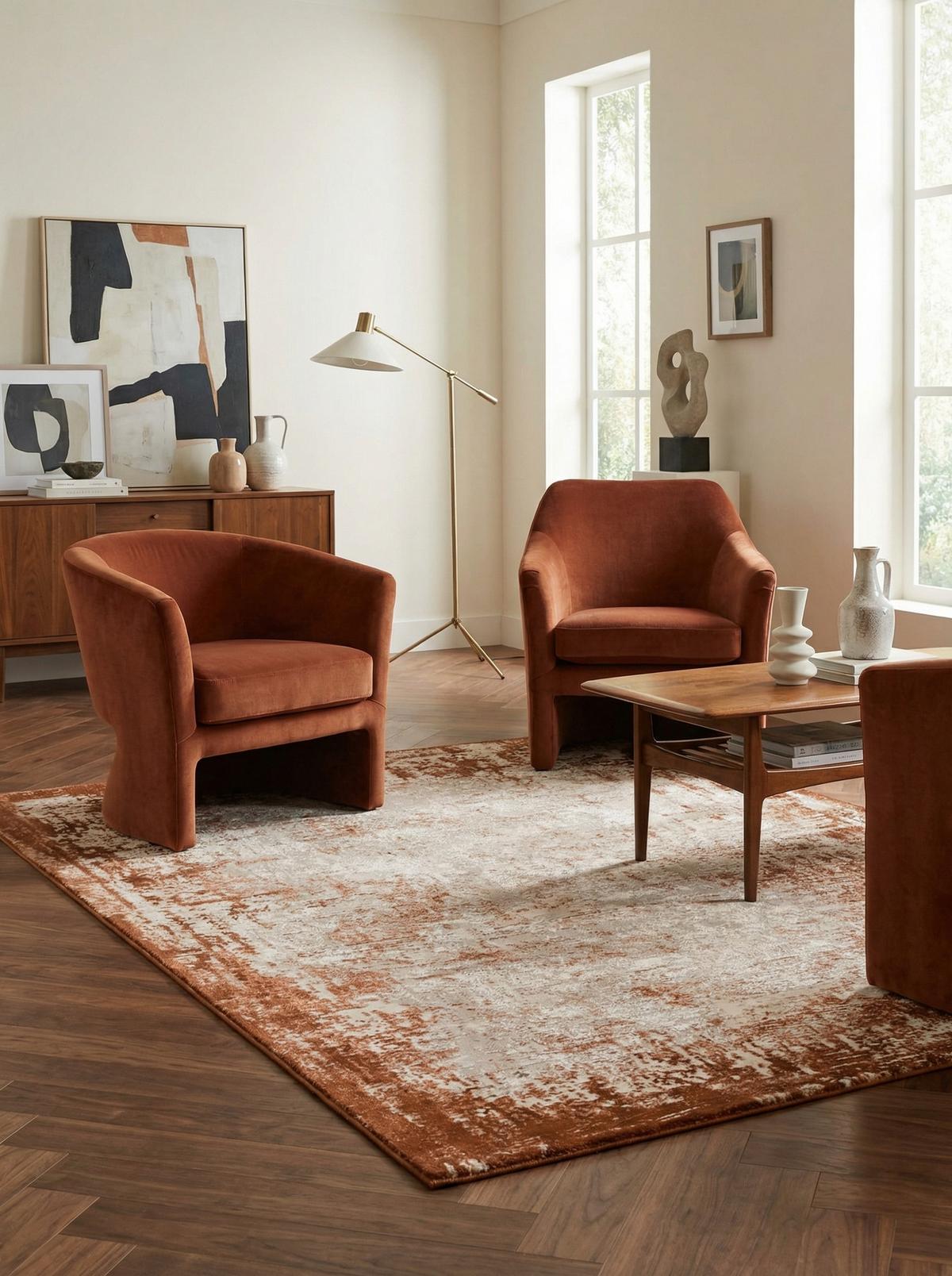 TEPPICH TIBER-Rieti, abstrakt, Terrakotta, 120 x 170 cm - Orange, Textil (170/120cm) - KADIMA DESIGN