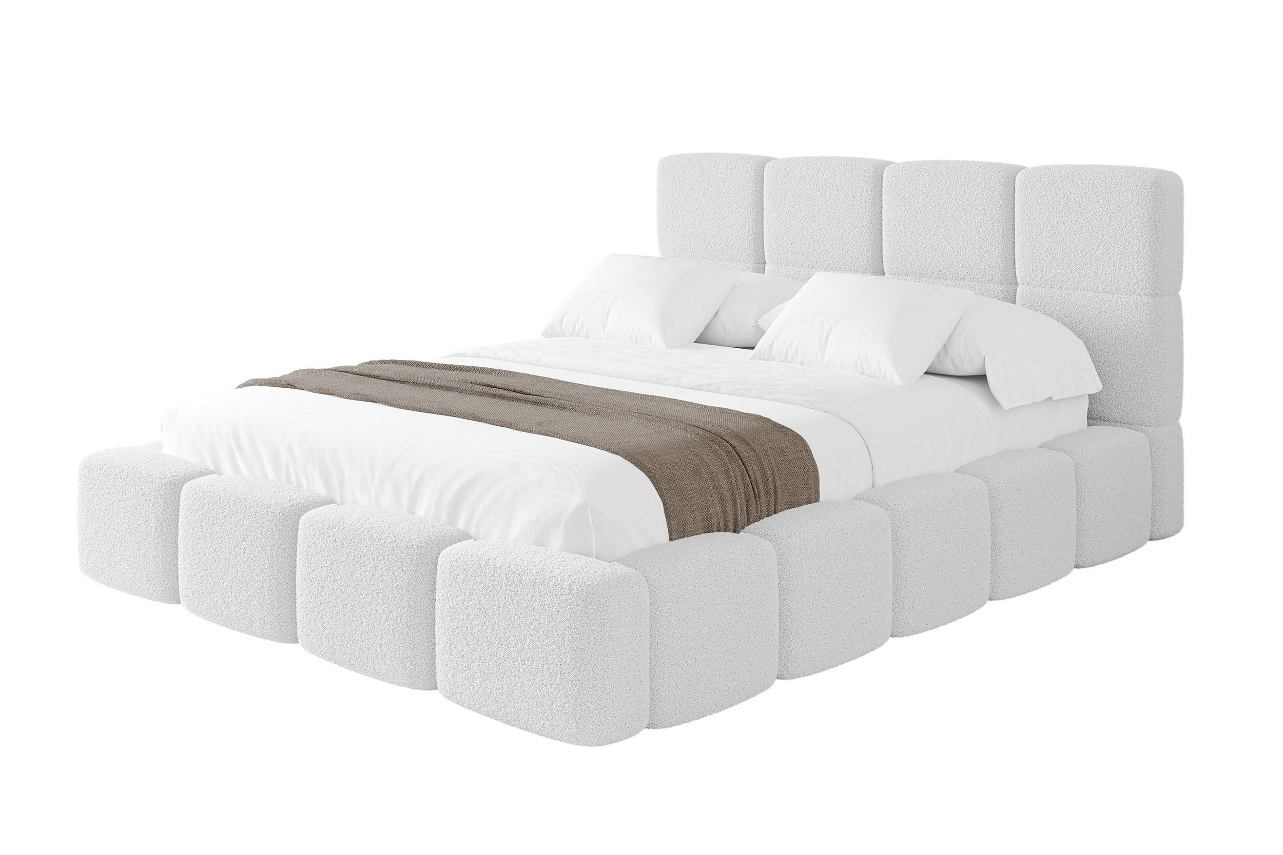 POLSTERBETT mit Bettkasten und Lattenrost mit Kopfteil, Boxbett ohne Matratze, mit Stauraum - NATA 180x200 Weiß - Weiß, Holzwerkstoff/Textil (180/200cm) - ALTDECOR