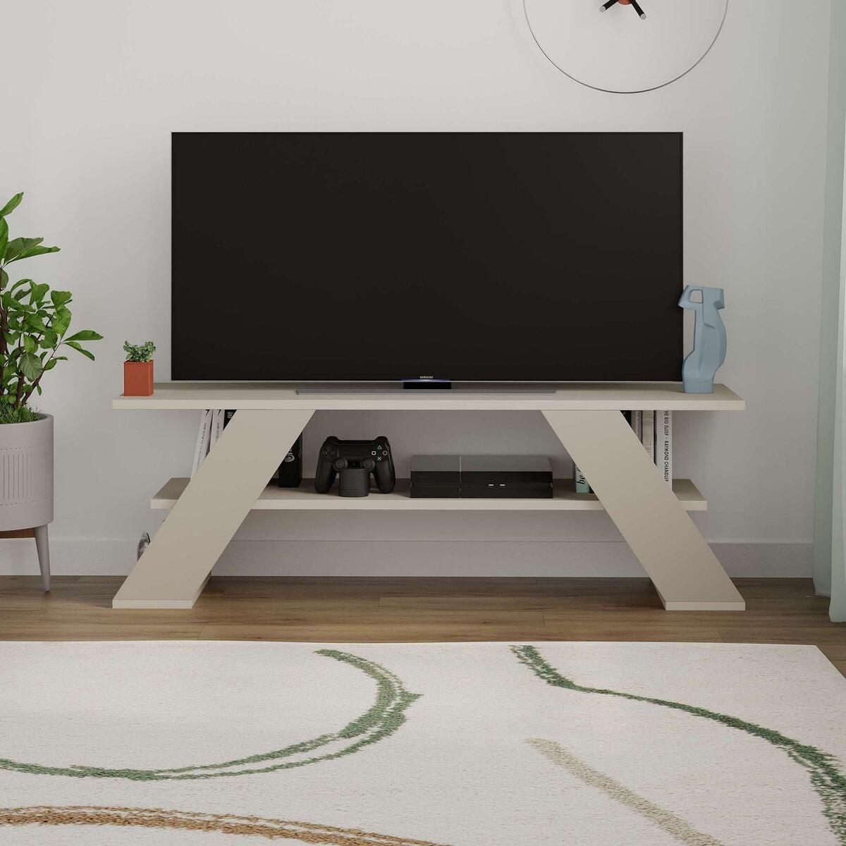 TV-MÖBEL 3 Regale L120 cm - Farfalla - Beige, Holzwerkstoff (33.5/40/12.2cm) - Calicosy