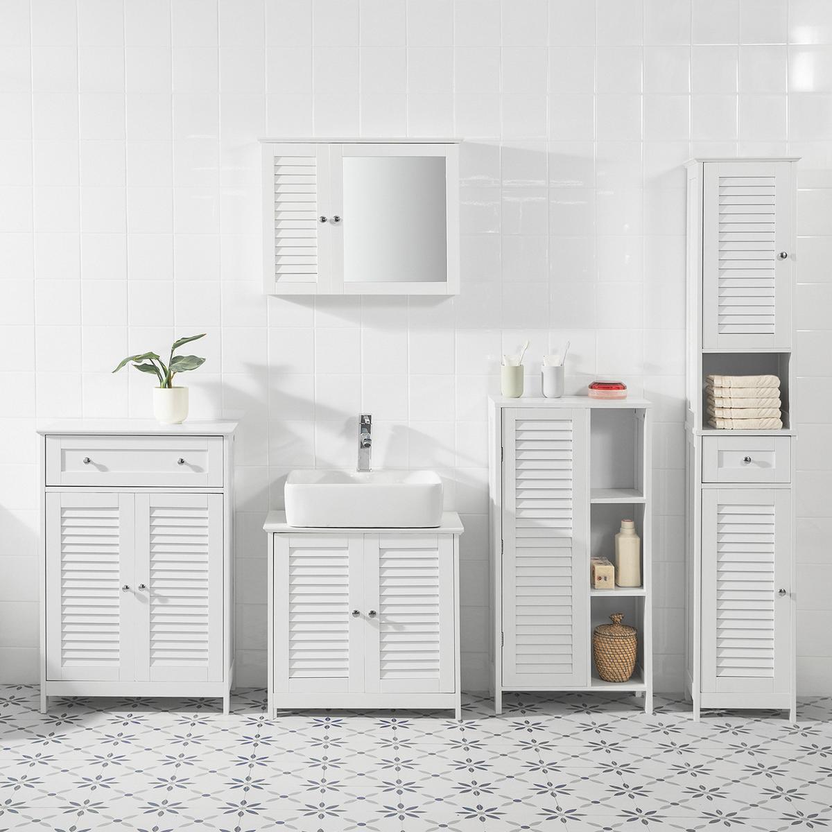 BADEZIMMERSCHRANK Weiß - Weiß, Holzwerkstoff (48/96/24cm) - SoBuy