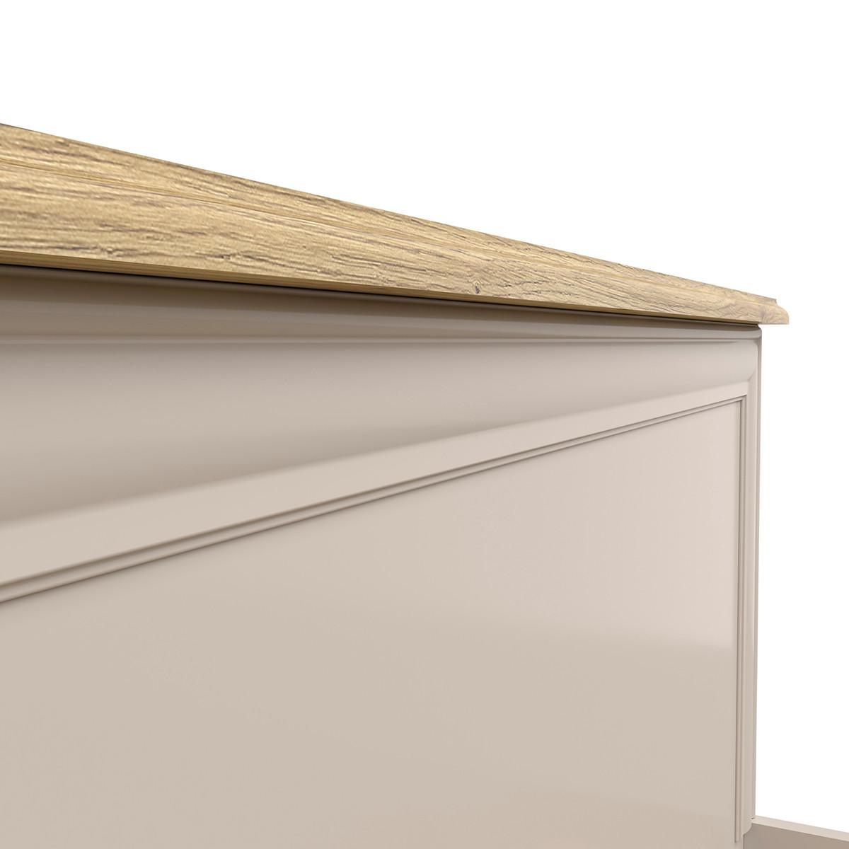 BOXBETT 160/200 Perle Kaschmir und Eichenholz-Optik - Beige, Holzwerkstoff (160/200cm) - Petits-meubles