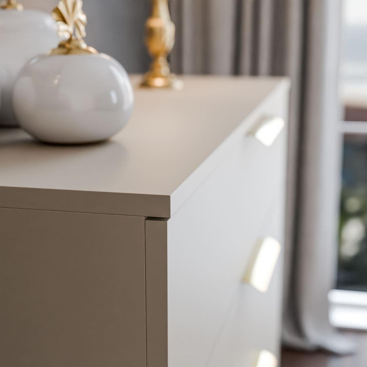 KOMMODE LINA KASCHMIR 95 LED auf hohen Beinen Gold Chrom - Kaschmir, Holzwerkstoff (95/90/40cm) - Lookway