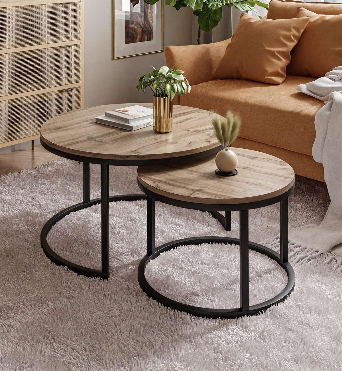 COUCHTISCH CIRI 2-in-1 Eichenholz Wotan - Schwarz, Holzwerkstoff (70/70/48cm) - Lookway