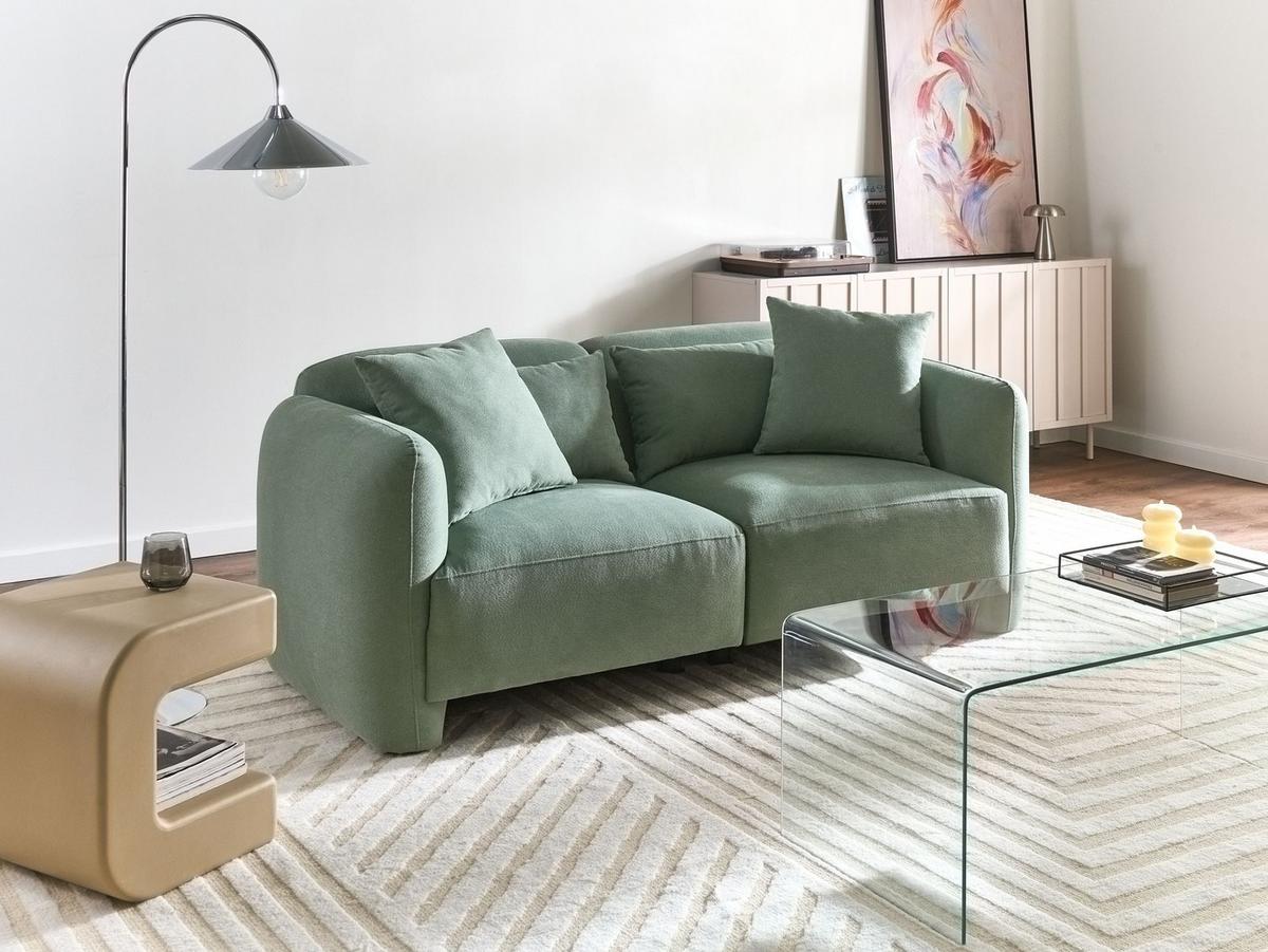 3-SITZER-SOFA Stoff Hellgrün Ekenes - Hellgrün, Textil (182/72/90cm) - Beliani