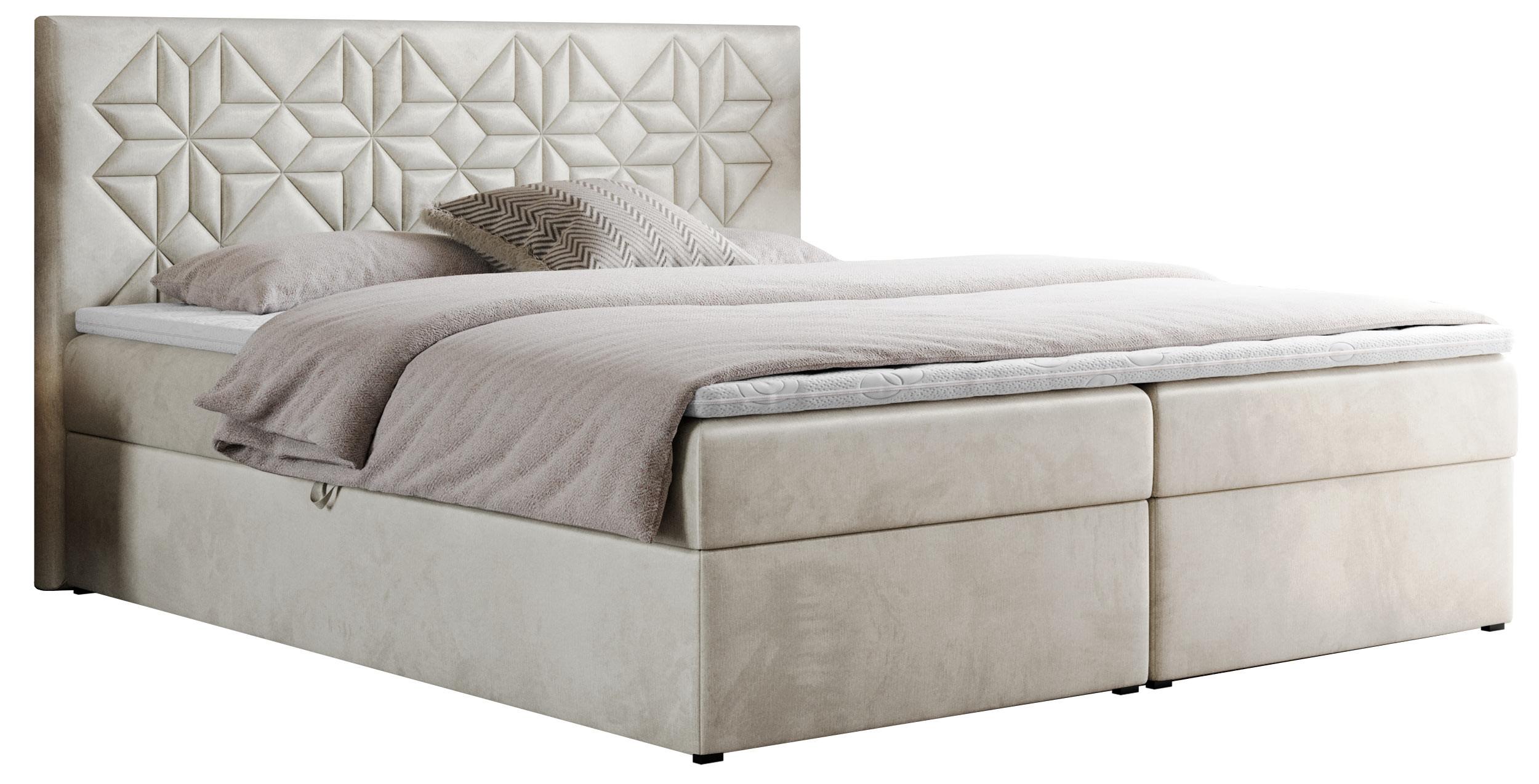 BOXBETT LEILA 120/200 Beige Velvet - H3 - Beige, Holz/Textil (120/200cm) - MKS