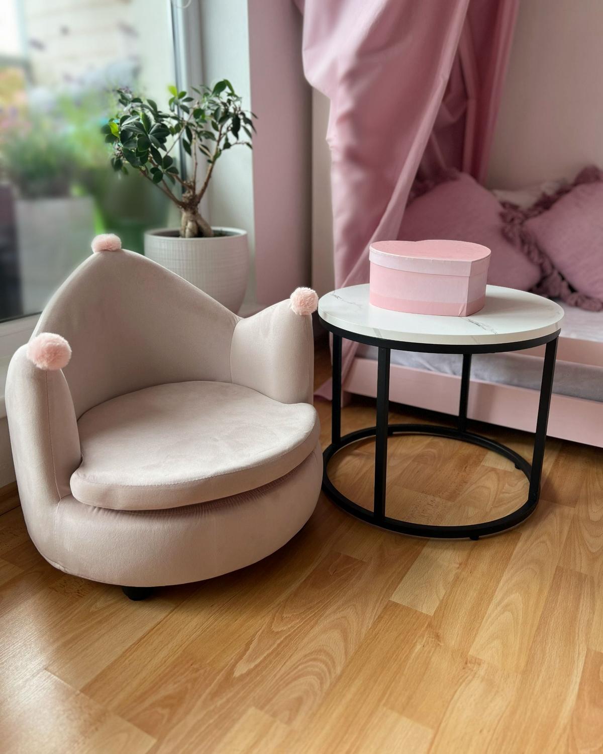 KINDERSESSEL Rosa Vega - Pink/Schwarz, Textil (50/47/44cm) - Beliani