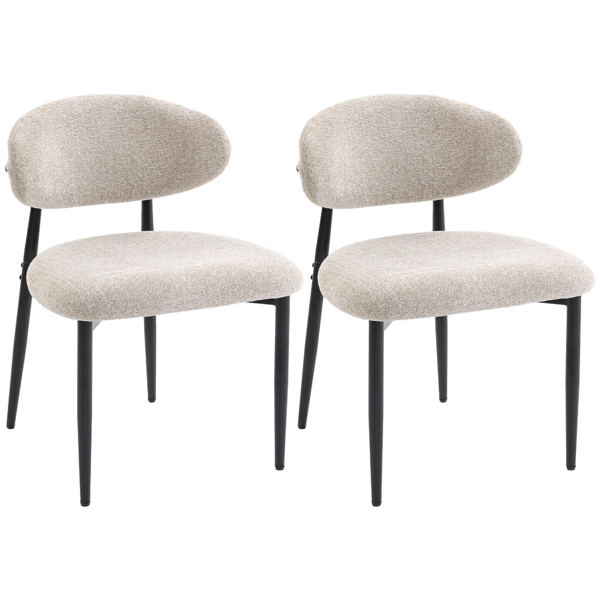 ESSZIMMERSTUHL 2ER-SET in Leinenoptik Beige - Beige/Schwarz, Textil/Metall (58/77/58cm) - HOMCOM