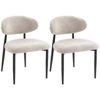 ESSZIMMERSTUHL 2ER-SET in Leinenoptik Beige - Beige/Schwarz, Textil/Metall (58/77/58cm) - HOMCOM