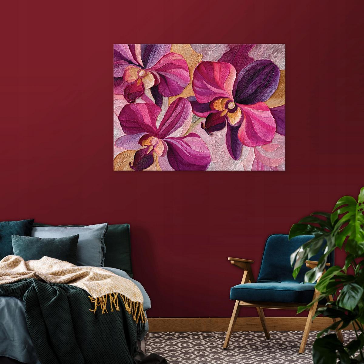 LEINWANDBILD Blumen Abstrakt Rosa 120x80 cm - Multicolor, Holzwerkstoff (120/80cm) - Wallarena