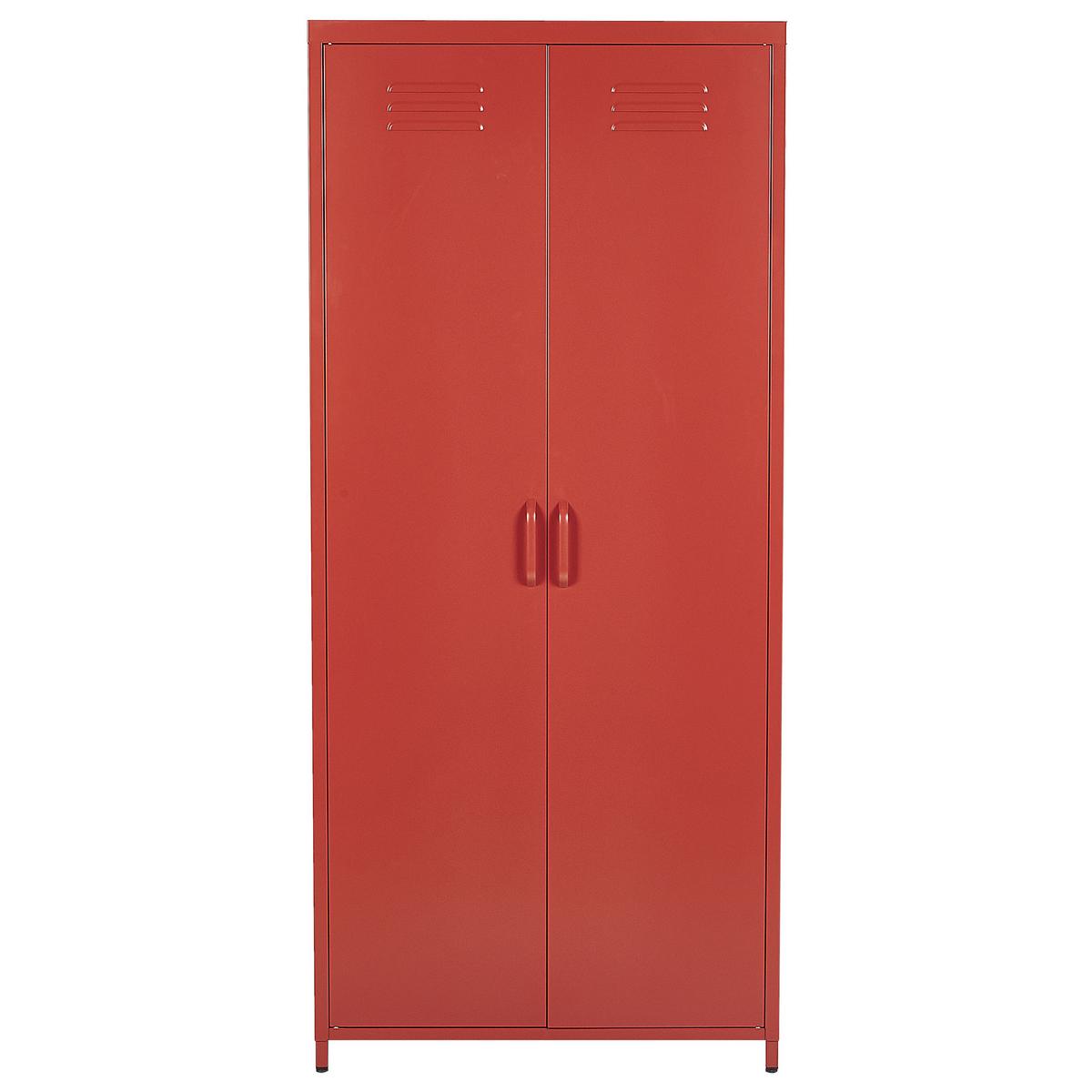 GARDEROBENSCHRANK Stahl rot matt 4 Fächer Varna - Rot, Metall (76/171/50cm) - Beliani