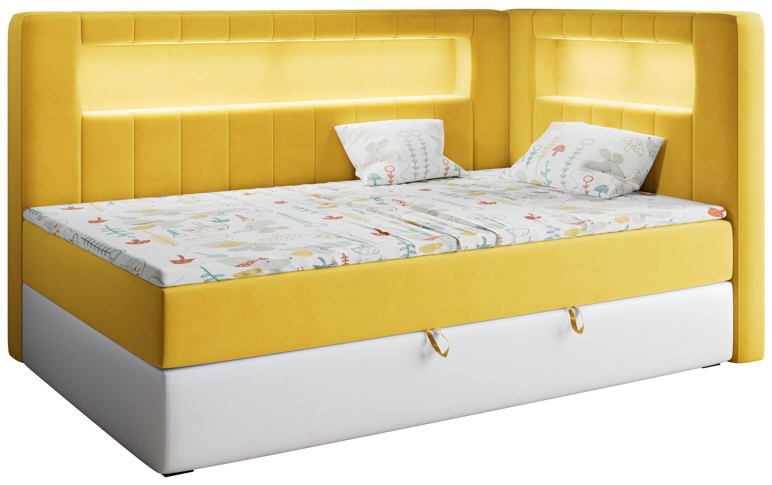 BOXSPRINGBETT JUNIOR GOLD 3 90/200 Gelb/Weiß - rechte Seite - Gelb/Weiß, Holz/Textil (90/200cm) - MKS