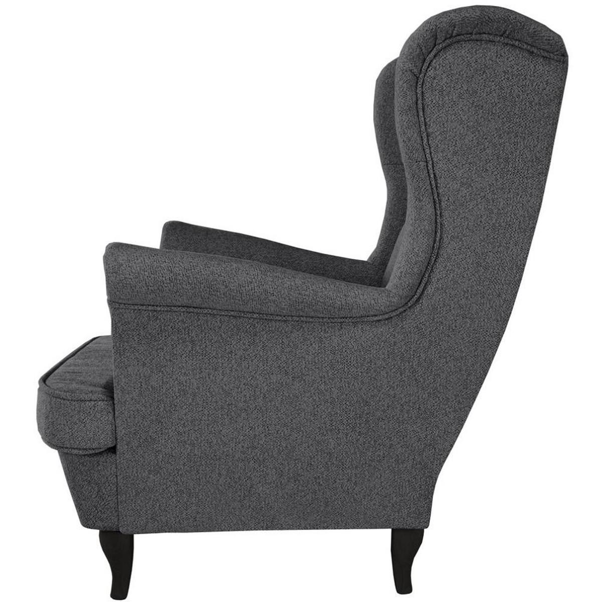 CHESTERFIELD-SESSEL Falco dunkelgrau mit Wenge Holzbeinen - Anthrazit, Holz/Textil (82/102/92cm) - Beautysofa