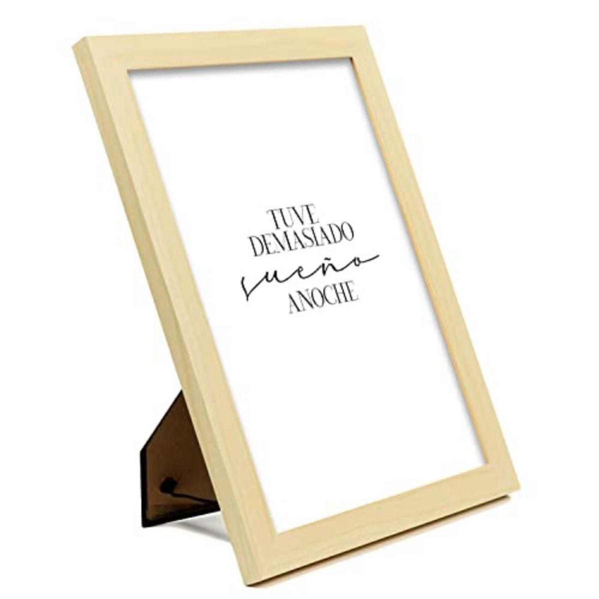 POSTER Set mit 4 Nacht TypografieStil A4 Rahmen aus hellem Holz - Beige, Papier (29.7/3cm) - Nacnic