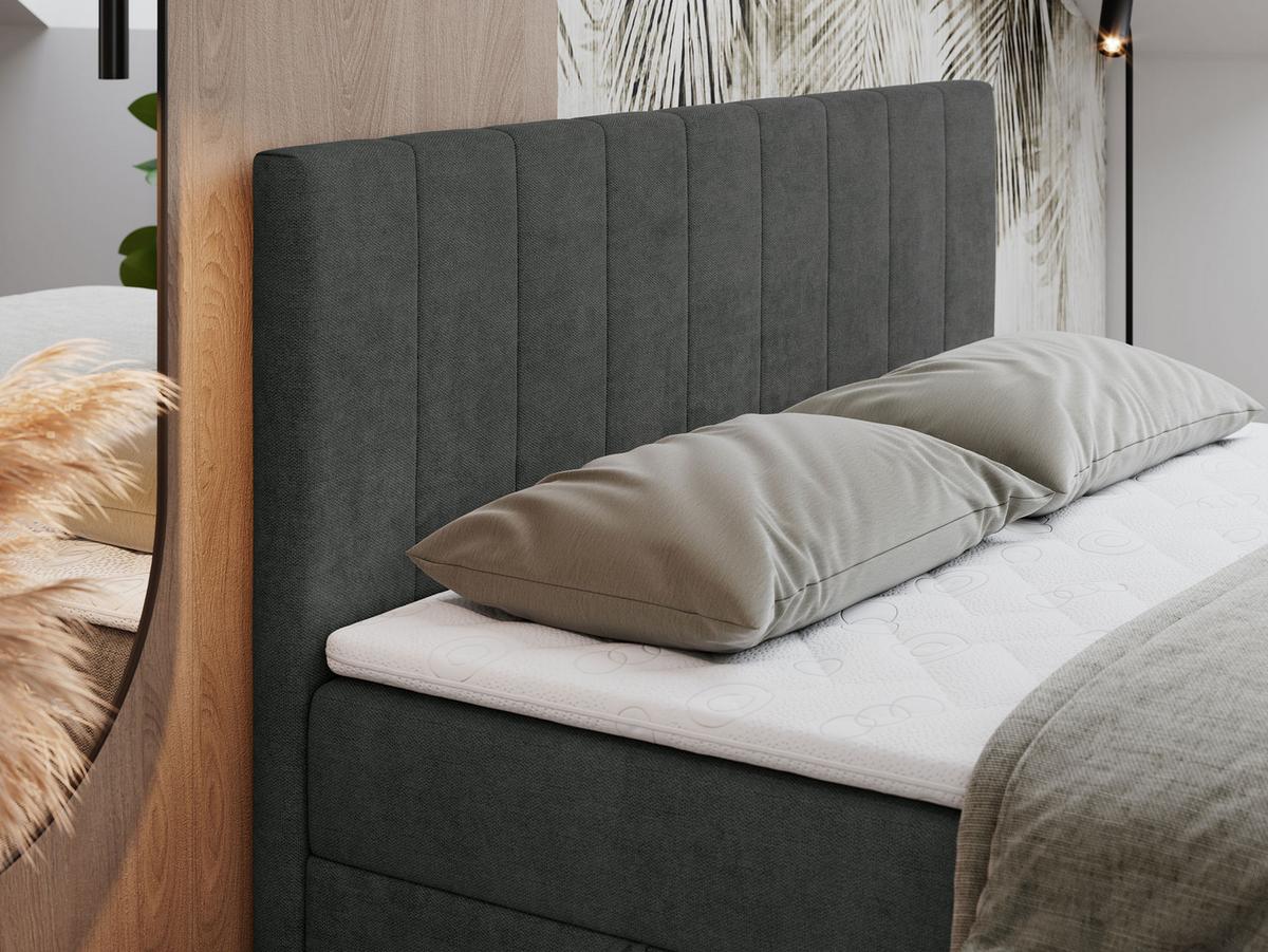 BOXBETT LOPE 120/200 - Dunkelgrau Strukture - H4 - Dunkelgrau, Holz/Textil (120/200cm)