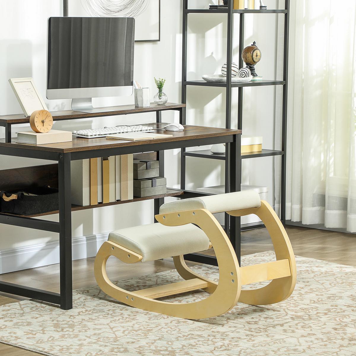 KNIESTUHL aus Buchenholz, Cremeweiß - Creme, Holz/Textil (85/55/55cm) - HOMCOM