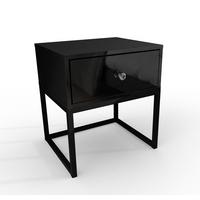 NACHTTISCH BLANCO LOFT Schwarz Hochglanz auf schwarzem Gestell Kristallgriff - Schwarz Hochglanz, Holzwerkstoff (45/53/37cm) - Lookway
