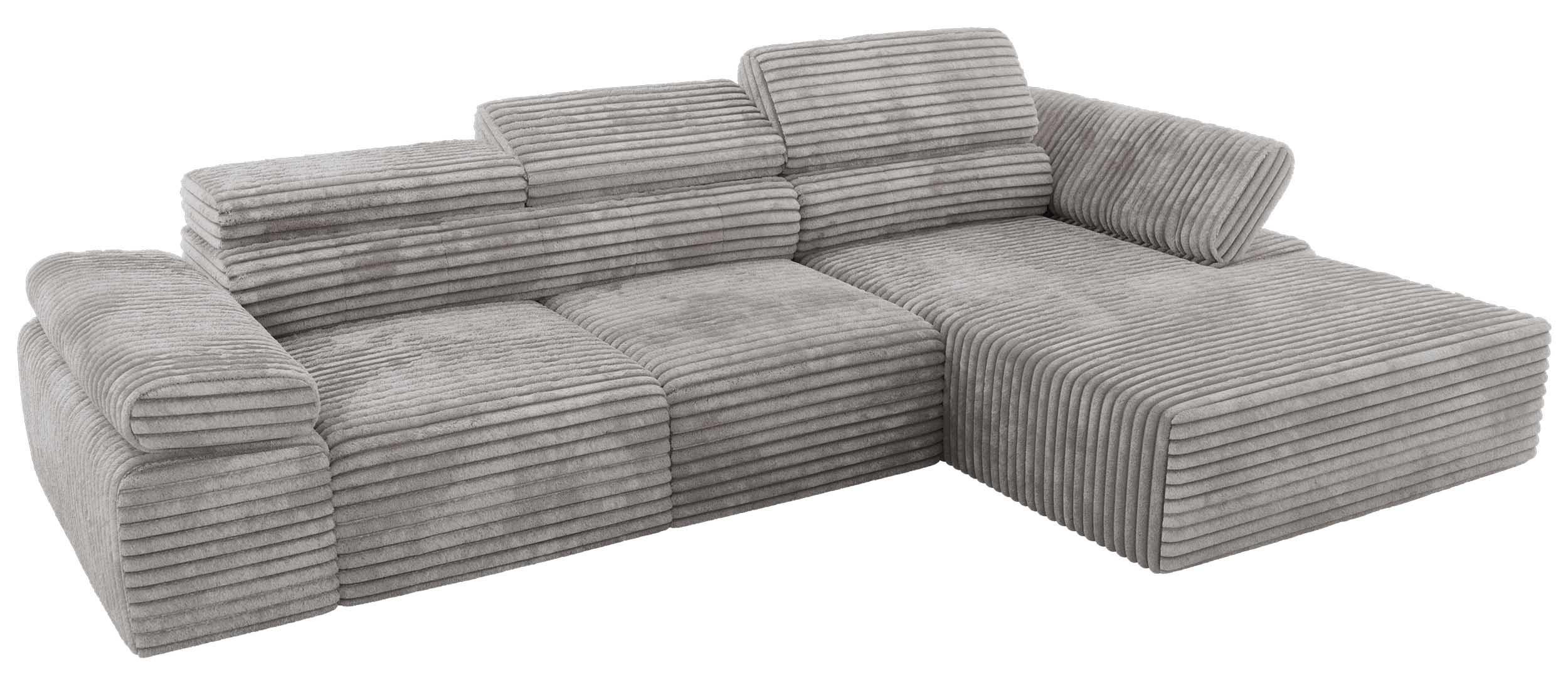 ECKSOFA RILASSO L Hellgrau Cord - rechts - Hellgrau/Schwarz, Kunststoff/Textil (174/296cm) - MKS