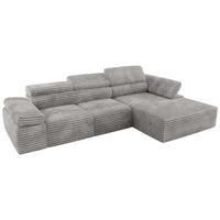 ECKSOFA RILASSO L Hellgrau Cord - rechts - Hellgrau/Schwarz, Kunststoff/Textil (174/296cm) - MKS