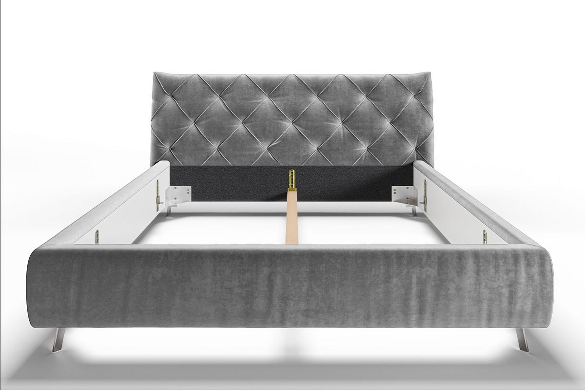 POLSTERBETT ANNY Silber Velvet - Silberfarben, Textil (200/200cm) - KAWOLA
